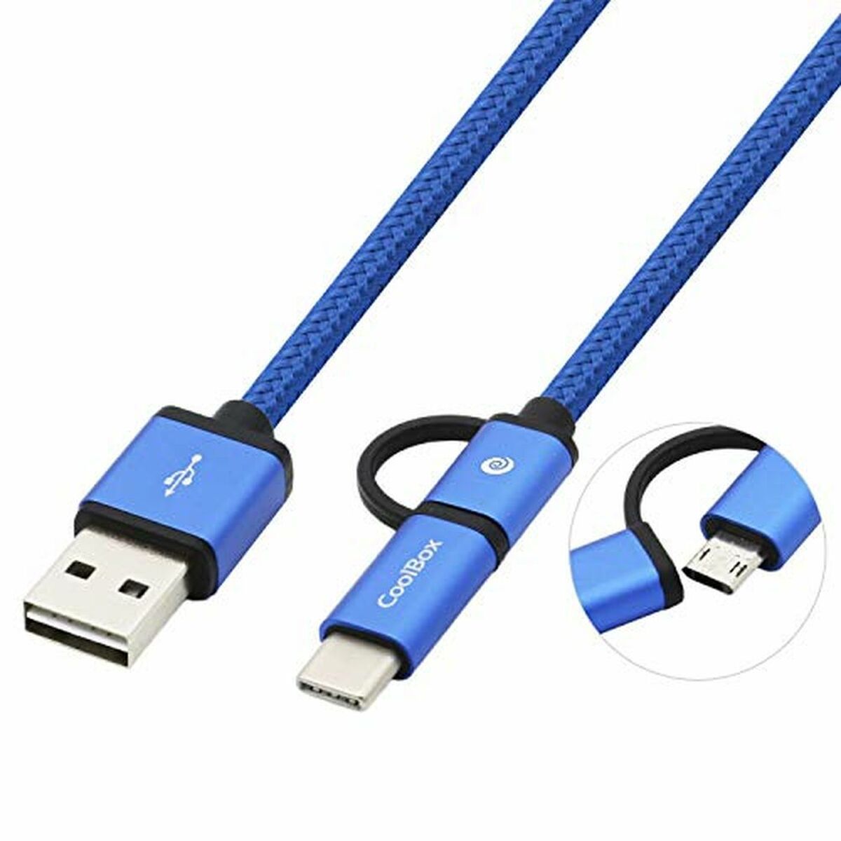 USB Cable to Micro USB and USB-C CoolBox COO-CAB-U2MC-BL Blue USB Cable to Micro USB and USB-C CoolBox COO-CAB-U2MC-BL Blue