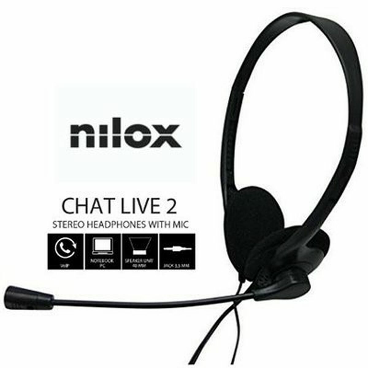 Headphones with Microphone Nilox NXCM0000004 Black Headphones with Microphone Nilox NXCM0000004 Black