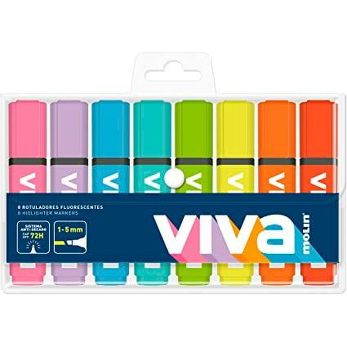 Fluorescent Marker Set Molin VIVA Multicolour 8 Pieces Fluorescent Marker Set Molin VIVA Multicolour 8 Pieces
