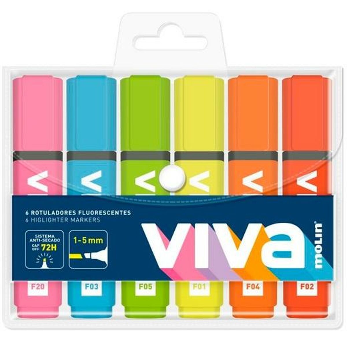 Fluorescent Marker Set Molin VIVA Multicolour 6 Pieces Fluorescent Marker Set Molin VIVA Multicolour 6 Pieces