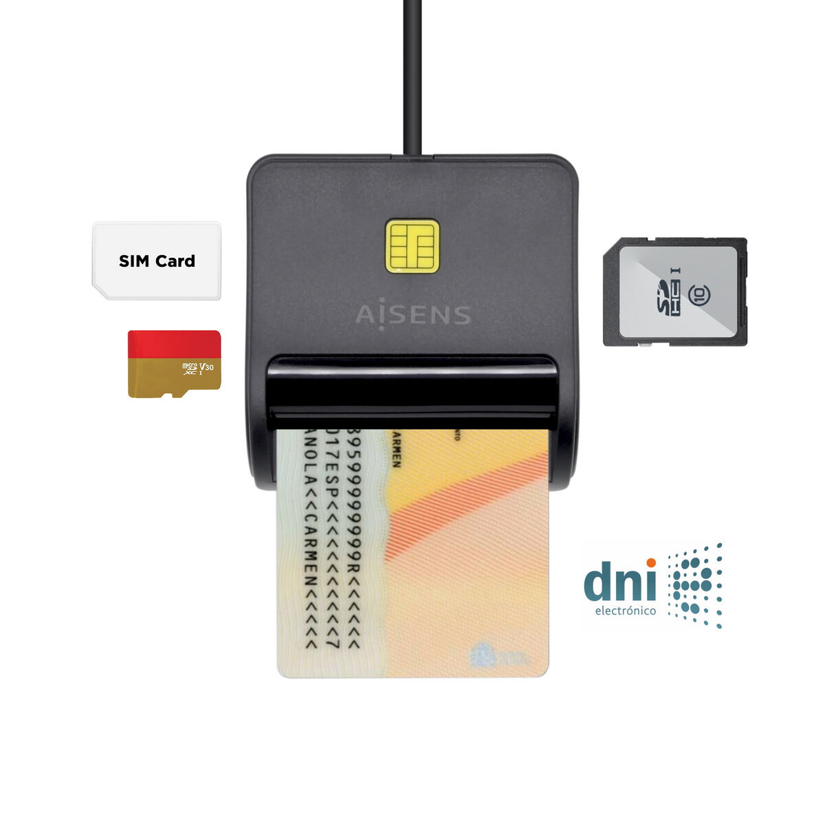 Card Reader Aisens ASCR-SN02SD-BK Black Card Reader Aisens ASCR-SN02SD-BK Black