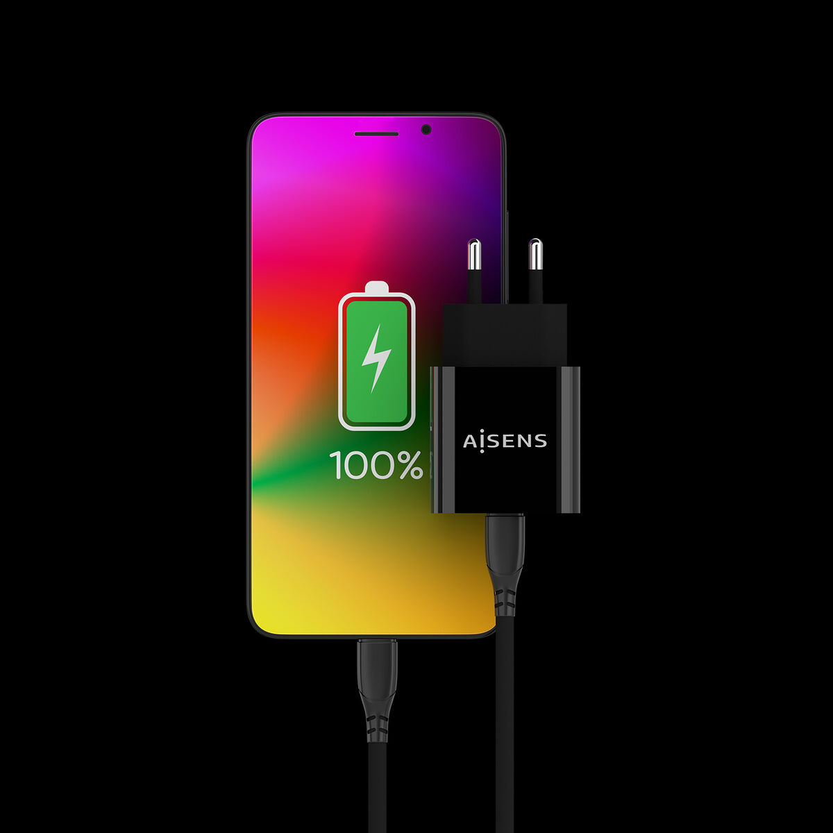 Wall Charger Aisens A110-0538 Black Wall Charger Aisens A110-0538 Black