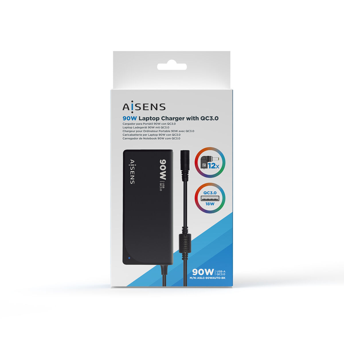 Laptop Charger Aisens ASLC-90WAUTO-BK 90 W Universal Laptop Charger Aisens ASLC-90WAUTO-BK 90 W Universal
