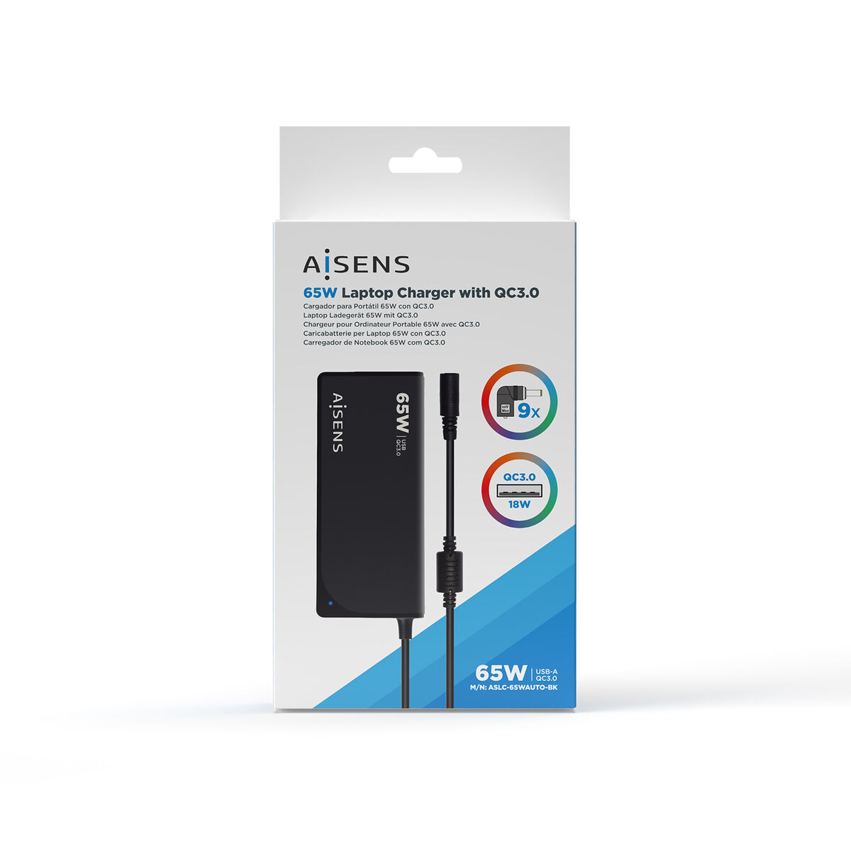 Laptop Charger Aisens ASLC-65WAUTO-BK 65 W Laptop Charger Aisens ASLC-65WAUTO-BK 65 W