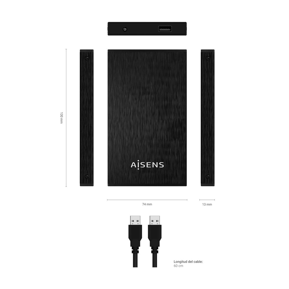 Housing for Hard Disk Aisens ASE-2523B Black 2,5″