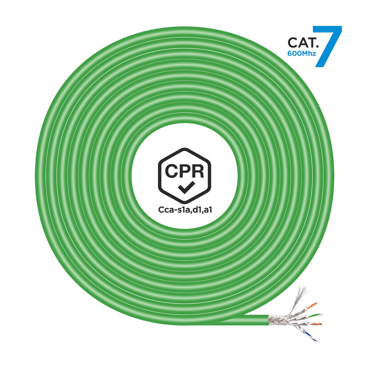 FTP Category 7 Rigid Network Cable Aisens AWG23 305 m Green