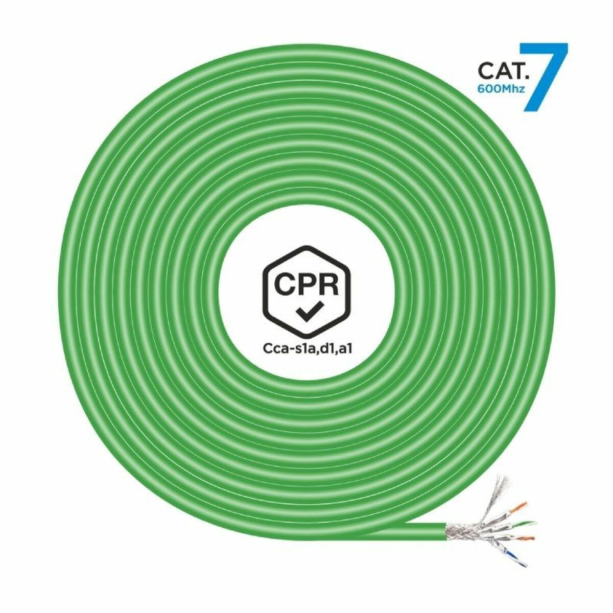 FTP Category 7 Rigid Network Cable Aisens AWG23 305 m Green