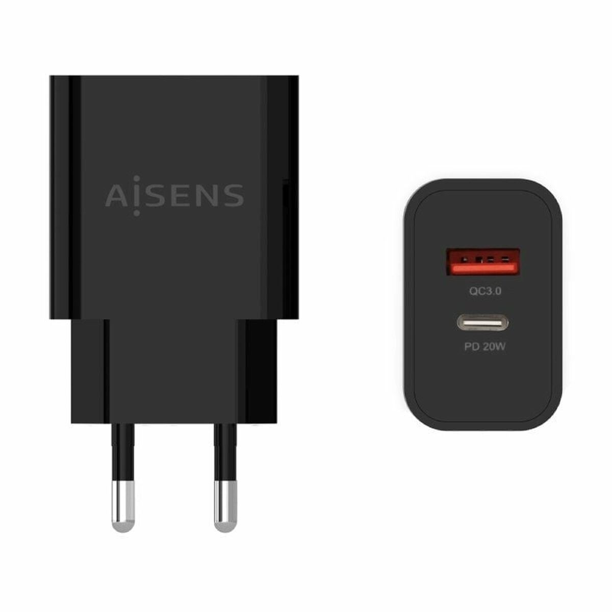 Wall Charger Aisens A110-0682 20 W Black (1 Unit) Wall Charger Aisens A110-0682 20 W Black (1 Unit)