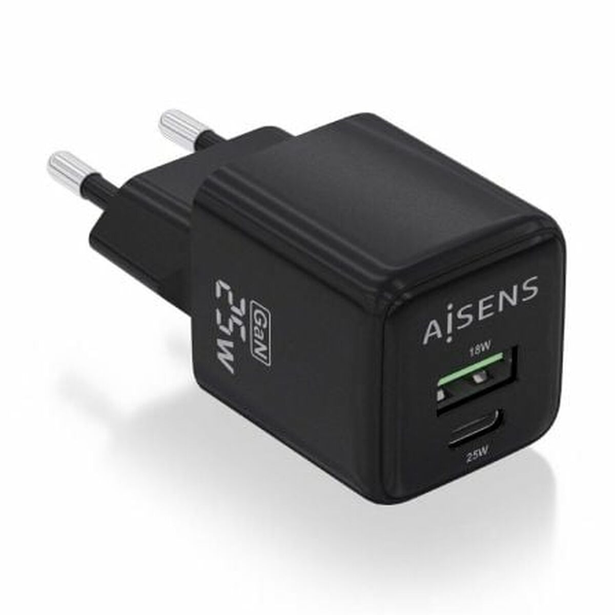 Wall Charger Aisens ASCH-25W2P015-BK Black 25 W Wall Charger Aisens ASCH-25W2P015-BK Black 25 W