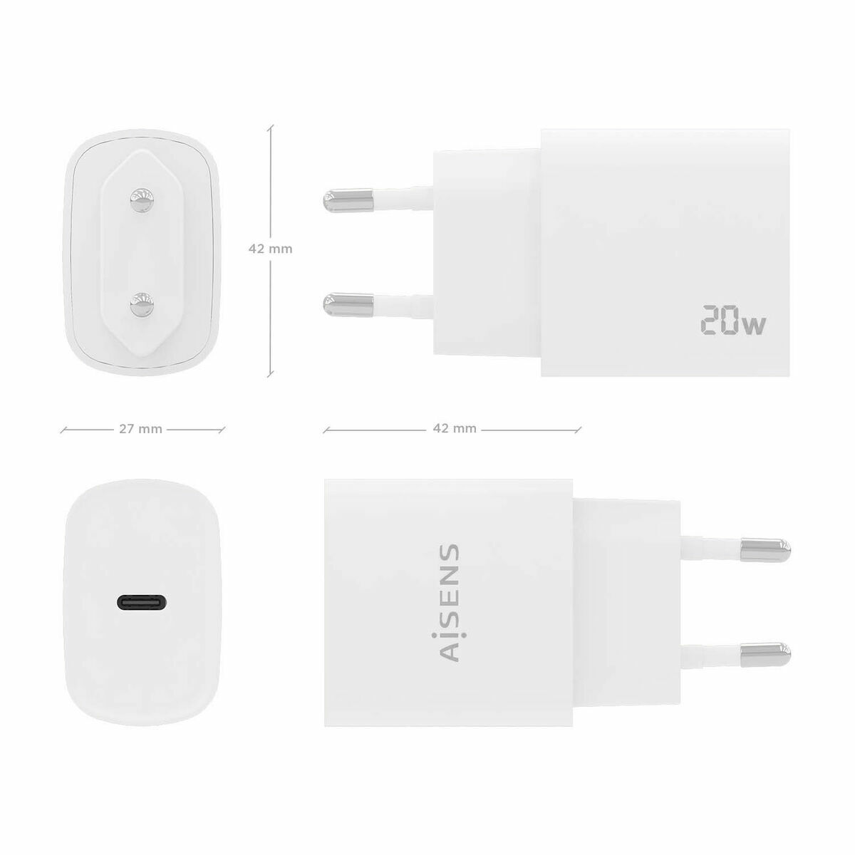 Wall Charger Aisens A110-0752 White 20 W