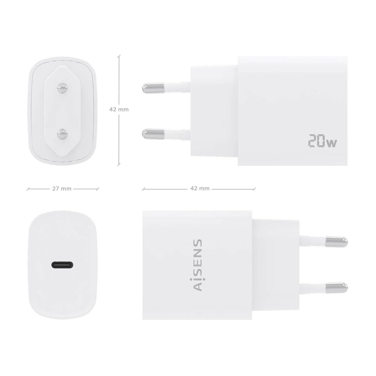 Wall Charger Aisens A110-0752 White 20 W