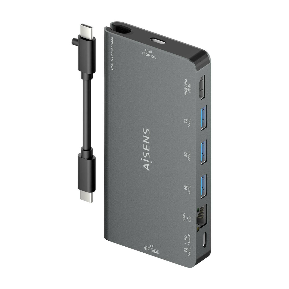 USB Hub Aisens ASUC-8P015-GR Grey Multicolour (1 Unit)