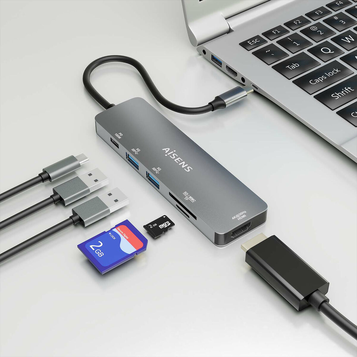 USB Hub Aisens ASUC-6P016-GR Grey Multicolour USB Hub Aisens ASUC-6P016-GR Grey Multicolour