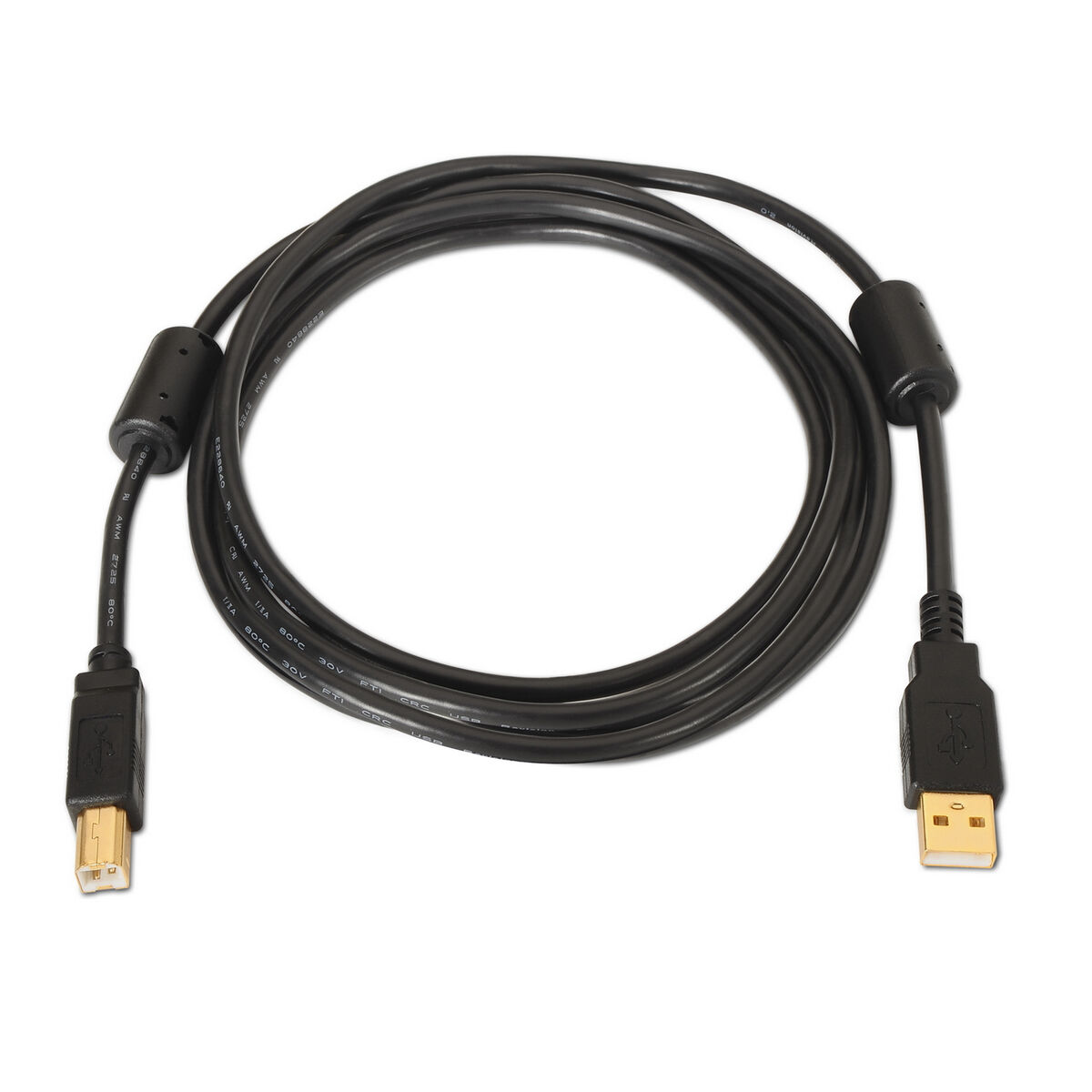 USB 2.0 A to USB B Cable Aisens A101-0010 Black 3 m (1 Unit)