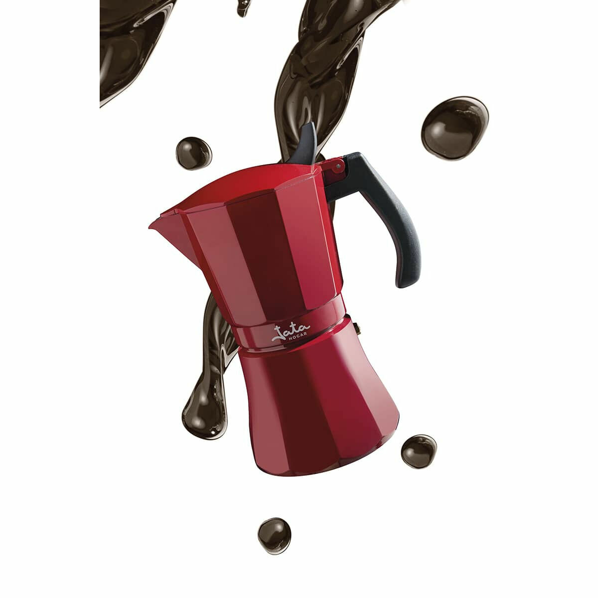 Italian Coffee Pot JATA Cafetera de induccin roja vulcano Red Aluminium 12 Cups (1 Unit)