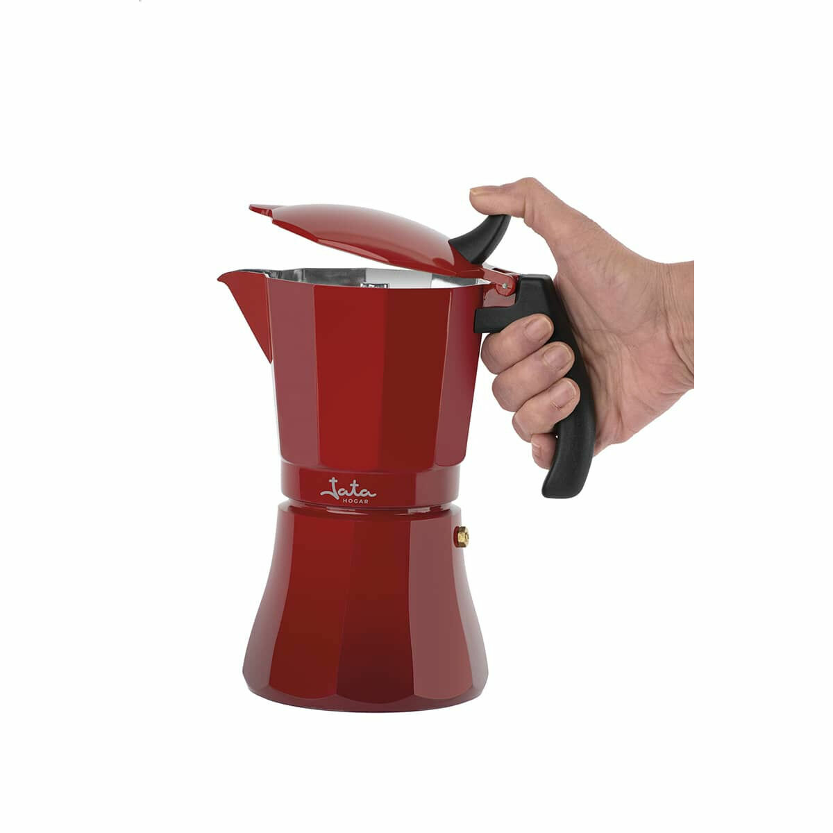 Italian Coffee Pot JATA Cafetera de induccin roja vulcano Red Aluminium 12 Cups (1 Unit)