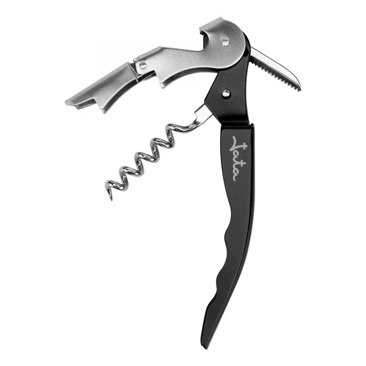 Bottle Opener with Corkscrew JATA Black Stainless steel