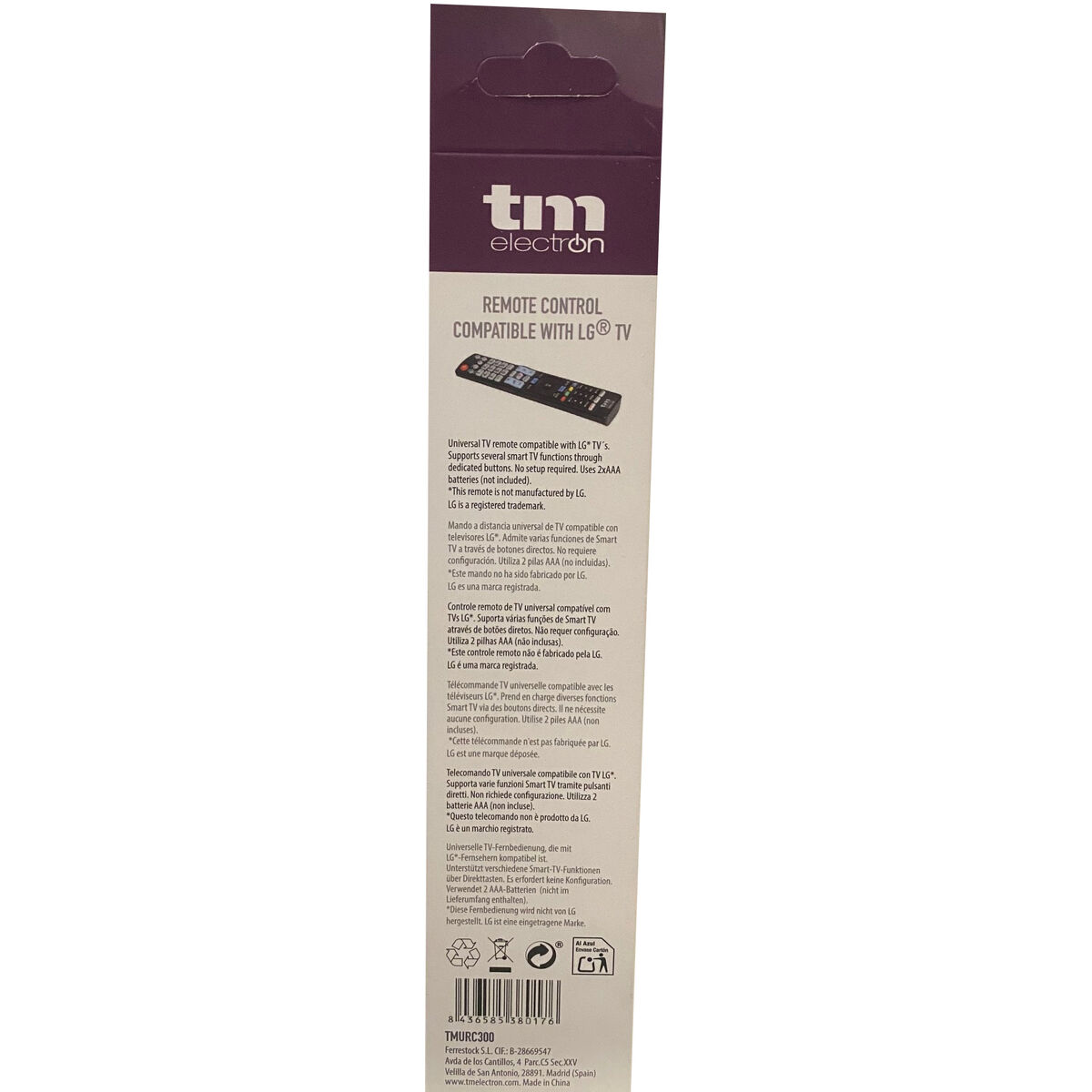LG Universal Remote Control TM Electron Black