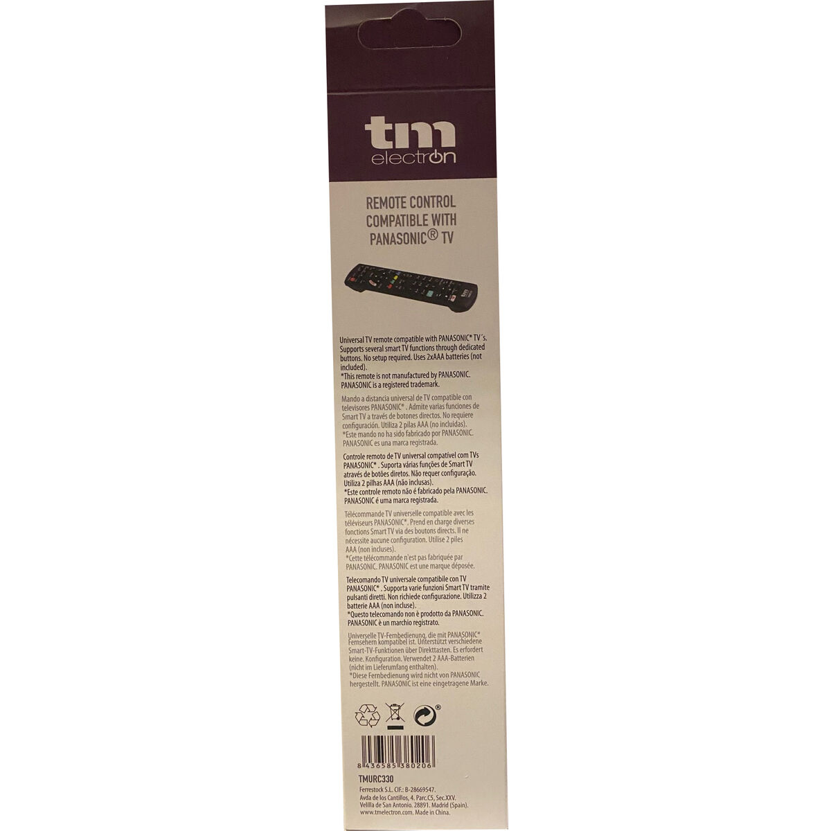 Panasonic Universal Remote Control TM Electron Black