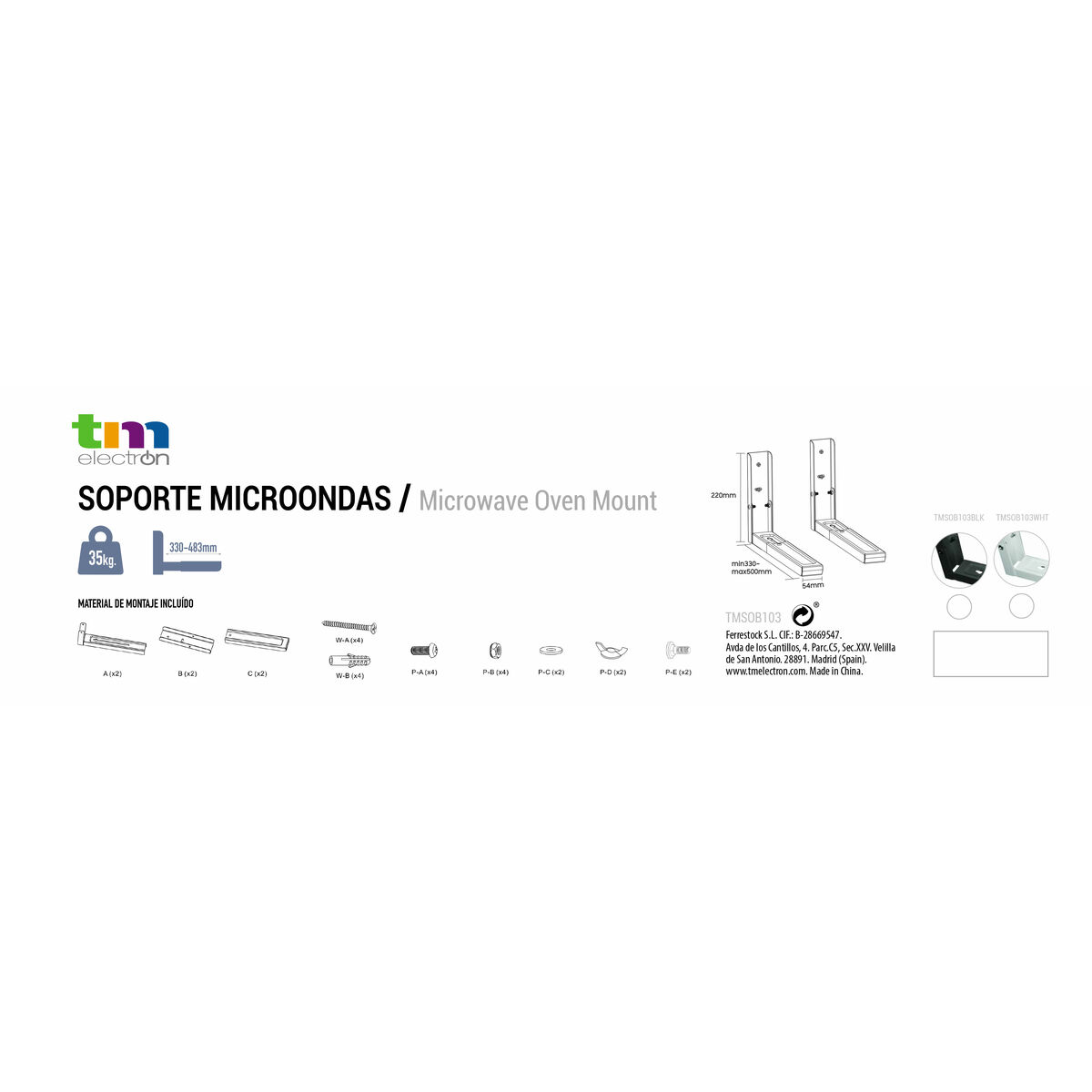 Microwave support TM Electron Black 35 kg