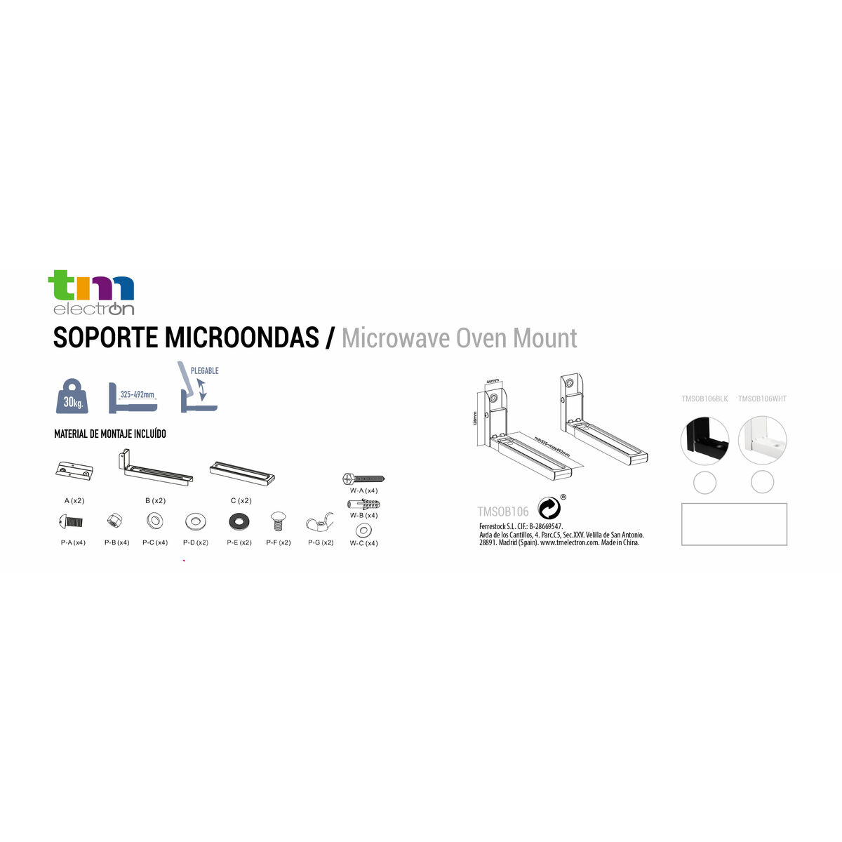 Microwave support TM Electron Black 30 Kg