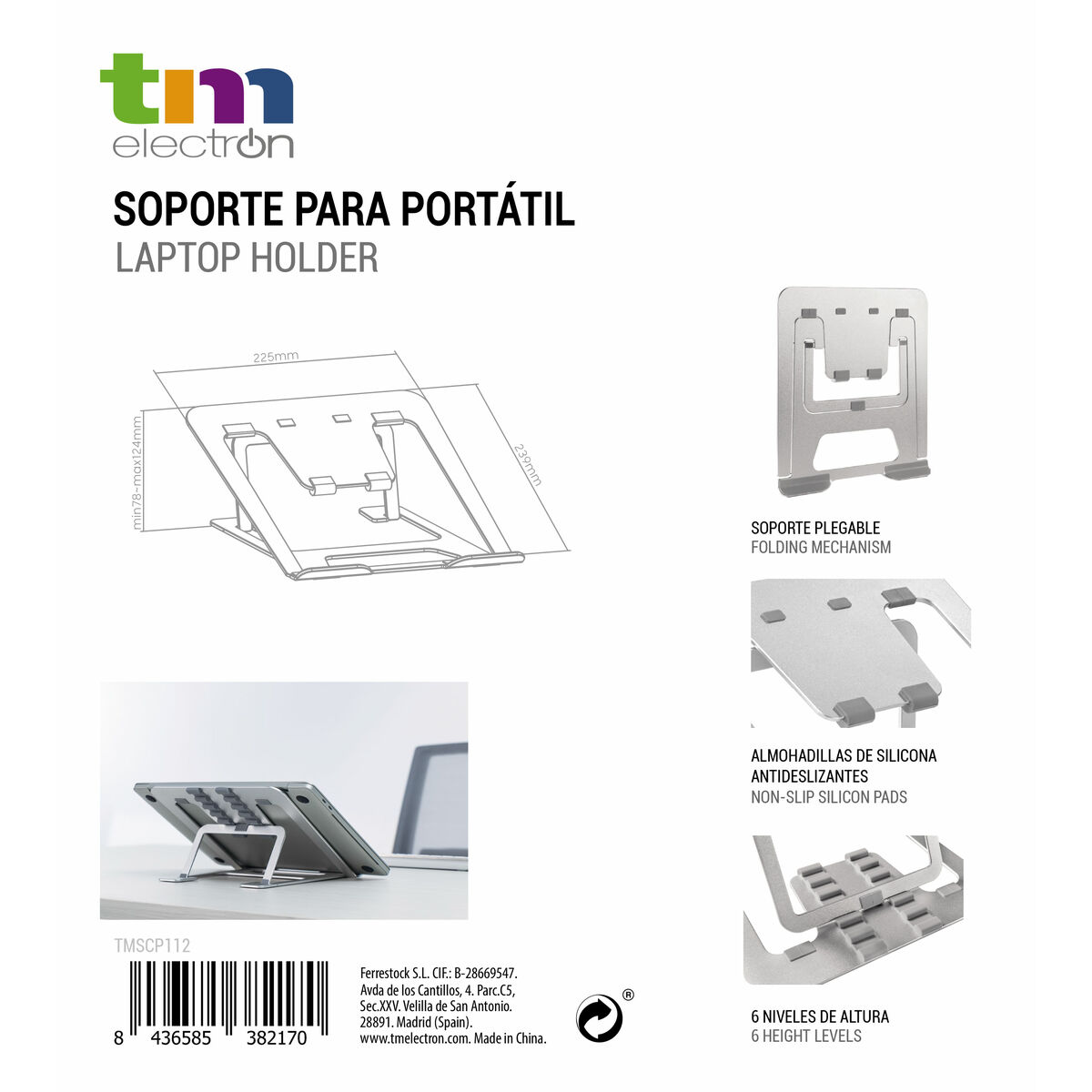 Notebook Stand TM Electron Foldable White