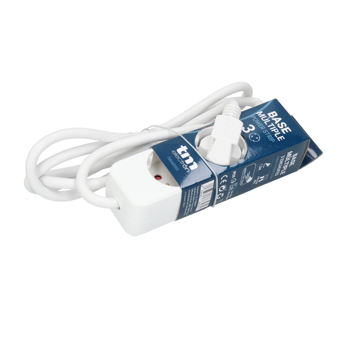 3-socket plugboard without power switch TM Electron TMUAD503 White 3680 W (1,5 m)