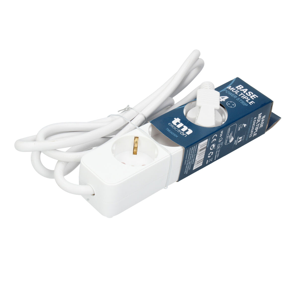 4-socket plugboard without power switch TM Electron TMUAD504 White 3680 W (1,5 m) (4 Units)
