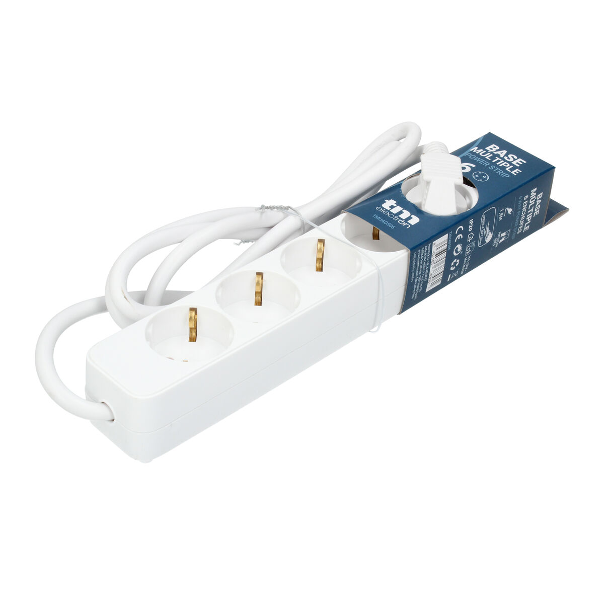 6-socket plugboard without power switch TM Electron TMUAD506 White 3680 W (1,5 m)
