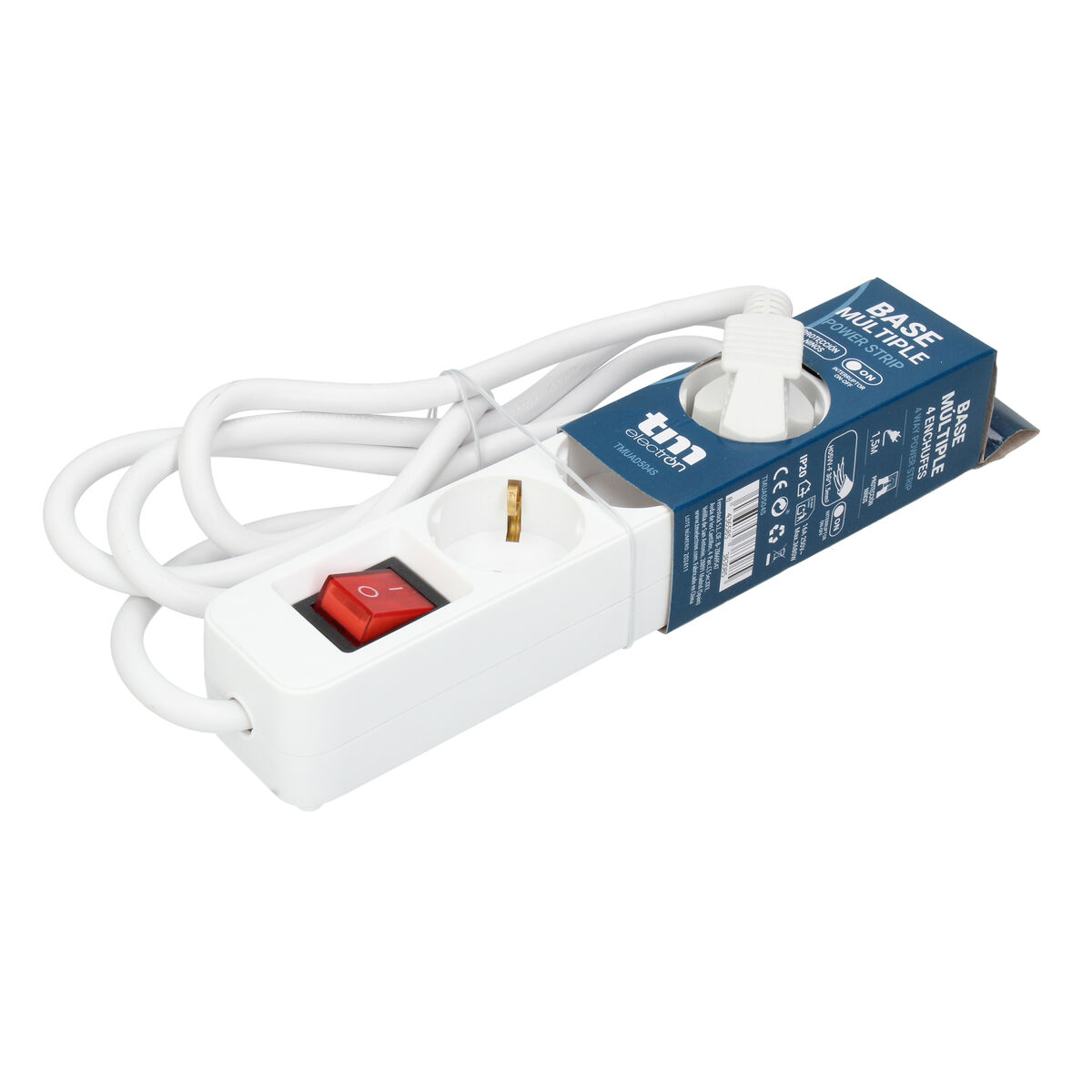 4-socket plugboard without power switch TM Electron TMUAD504S White 3680 W (1,5 m) (4 Units)