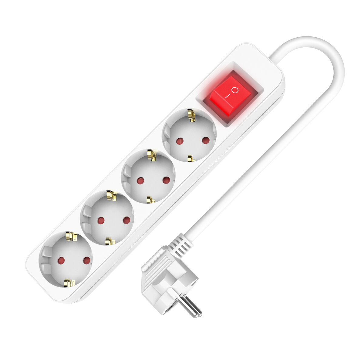 4-socket plugboard without power switch TM Electron TMUAD504S White 3680 W (1,5 m) (4 Units)