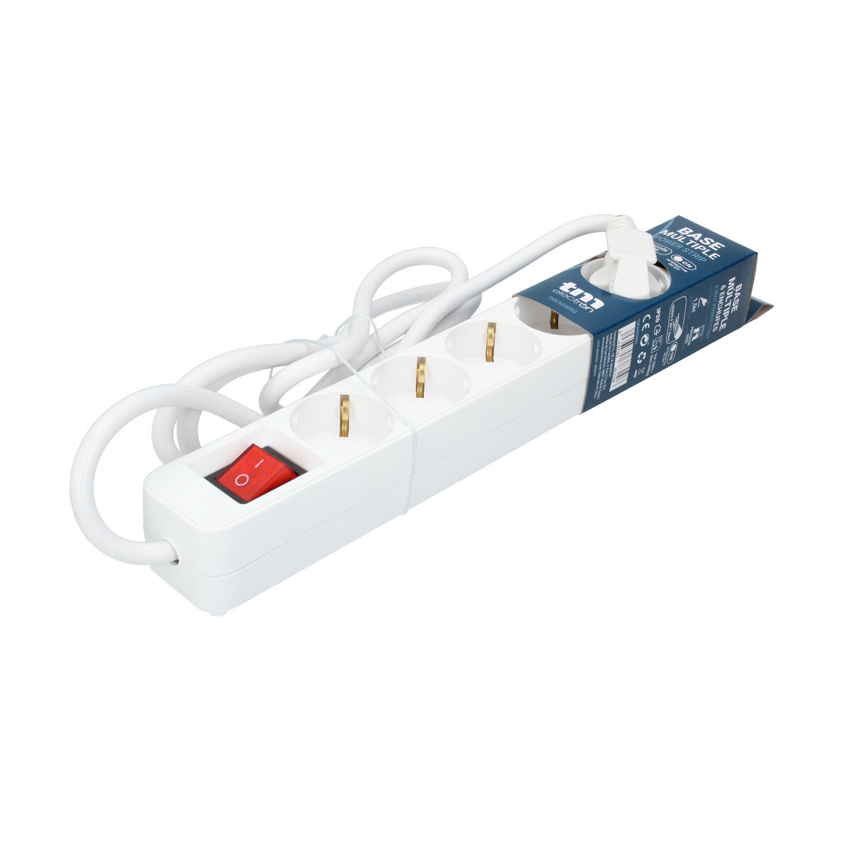 6-socket plugboard without power switch TM Electron TMUAD506S White 3680 W (1,5 m)