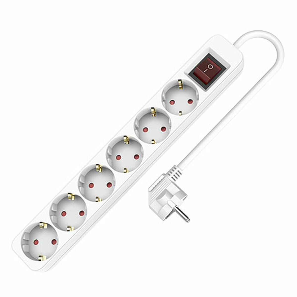 6-socket plugboard without power switch TM Electron TMUAD506S White 3680 W (1,5 m) 6-socket plugboard without power switch TM Electron TMUAD506S White 3680 W (1,5 m)