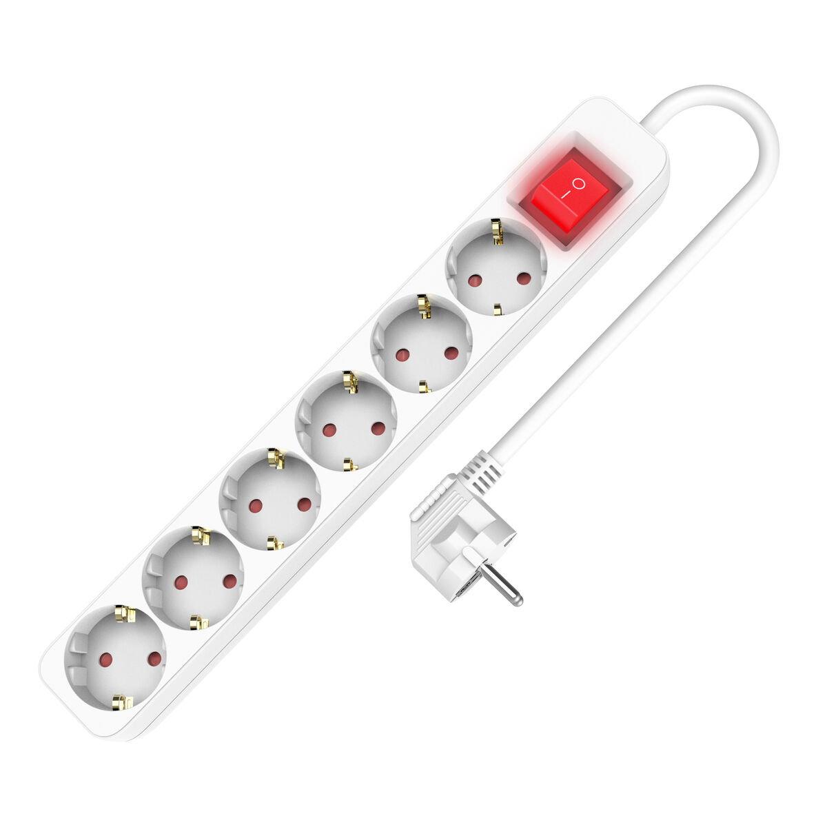 6-socket plugboard without power switch TM Electron TMUAD506S White 3680 W (1,5 m)