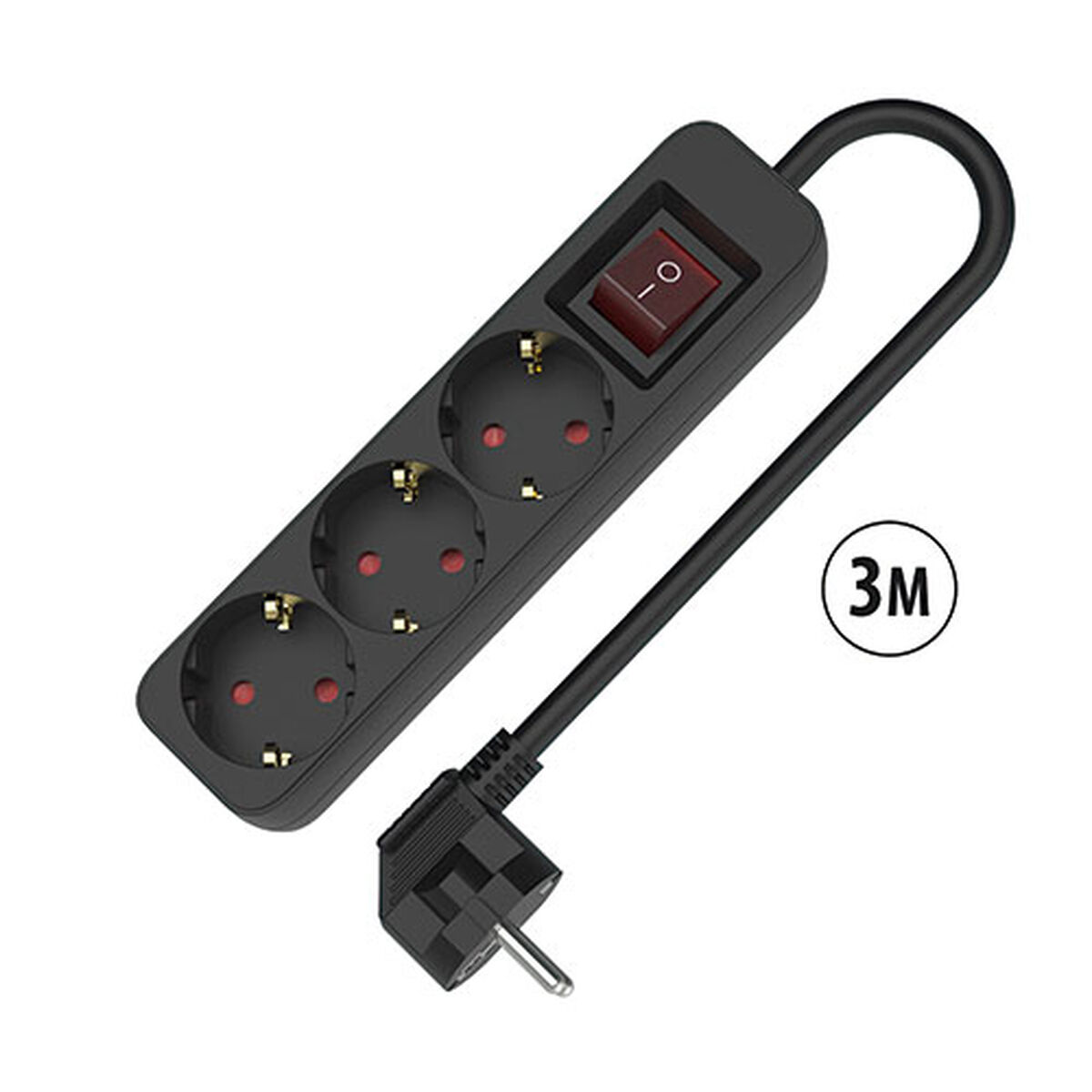 3-socket plugboard with power switch TM Electron TMUAD533SBK Black 3680 W 250 V (3 m) 3-socket plugboard with power switch TM Electron TMUAD533SBK Black 3680 W 250 V (3 m)