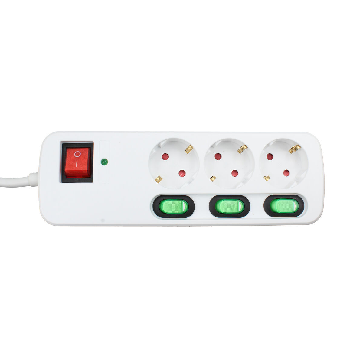 3-socket plugboard with power switch TM Electron 3680 W White (1,5 m)