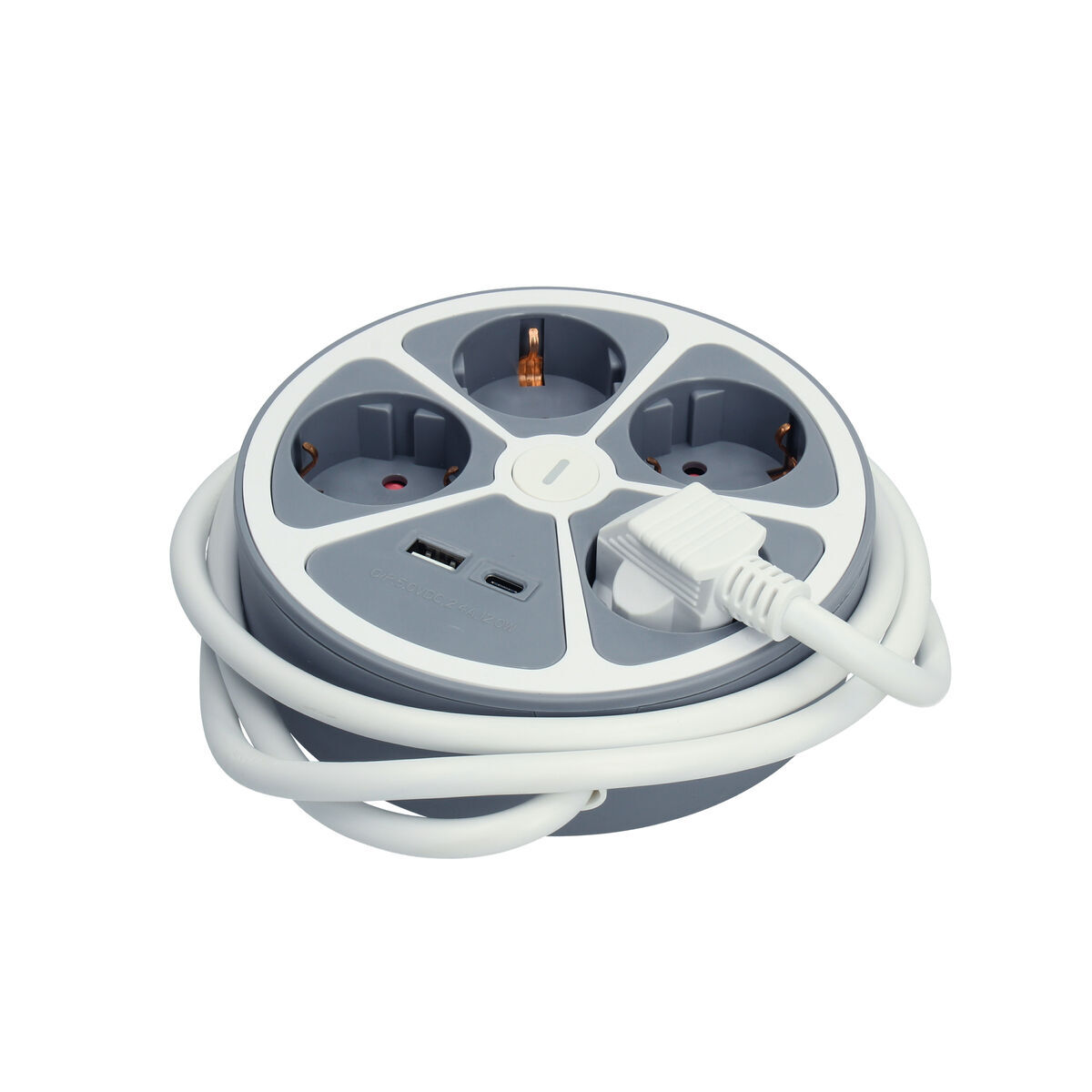 3-socket plugboard with power switch TM Electron TMUAD554CB White Grey 3680 W 30 W (1,5 m)