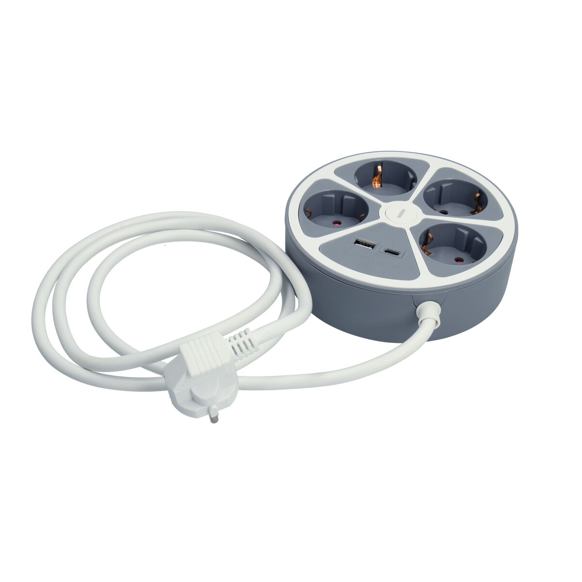 4-socket plugboard with power switch TM Electron 3680 W White Grey 30 W (1,5 m)