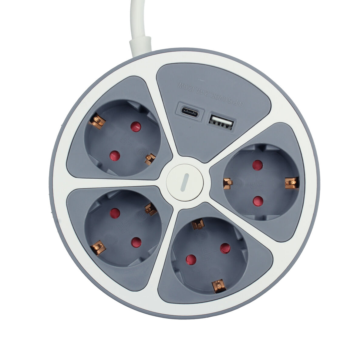 4-socket plugboard with power switch TM Electron 3680 W White Grey 30 W (1,5 m)