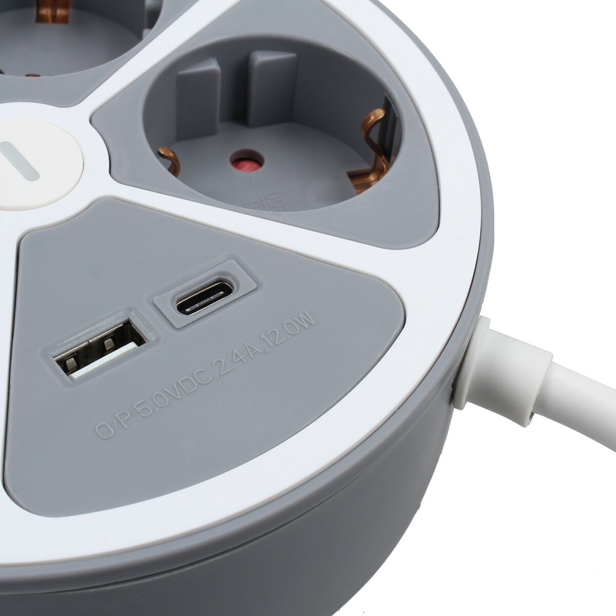 4-socket plugboard with power switch TM Electron 3680 W White Grey 30 W (1,5 m)