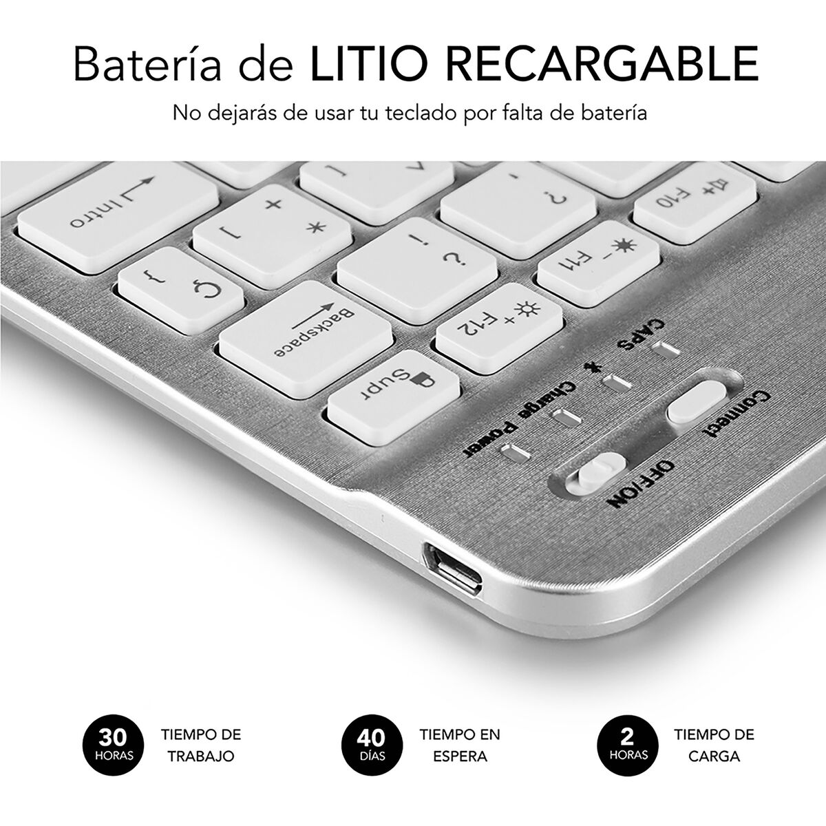 Bluetooth Keyboard Subblim SUB-KBT-SM0001 Silver Spanish Qwerty