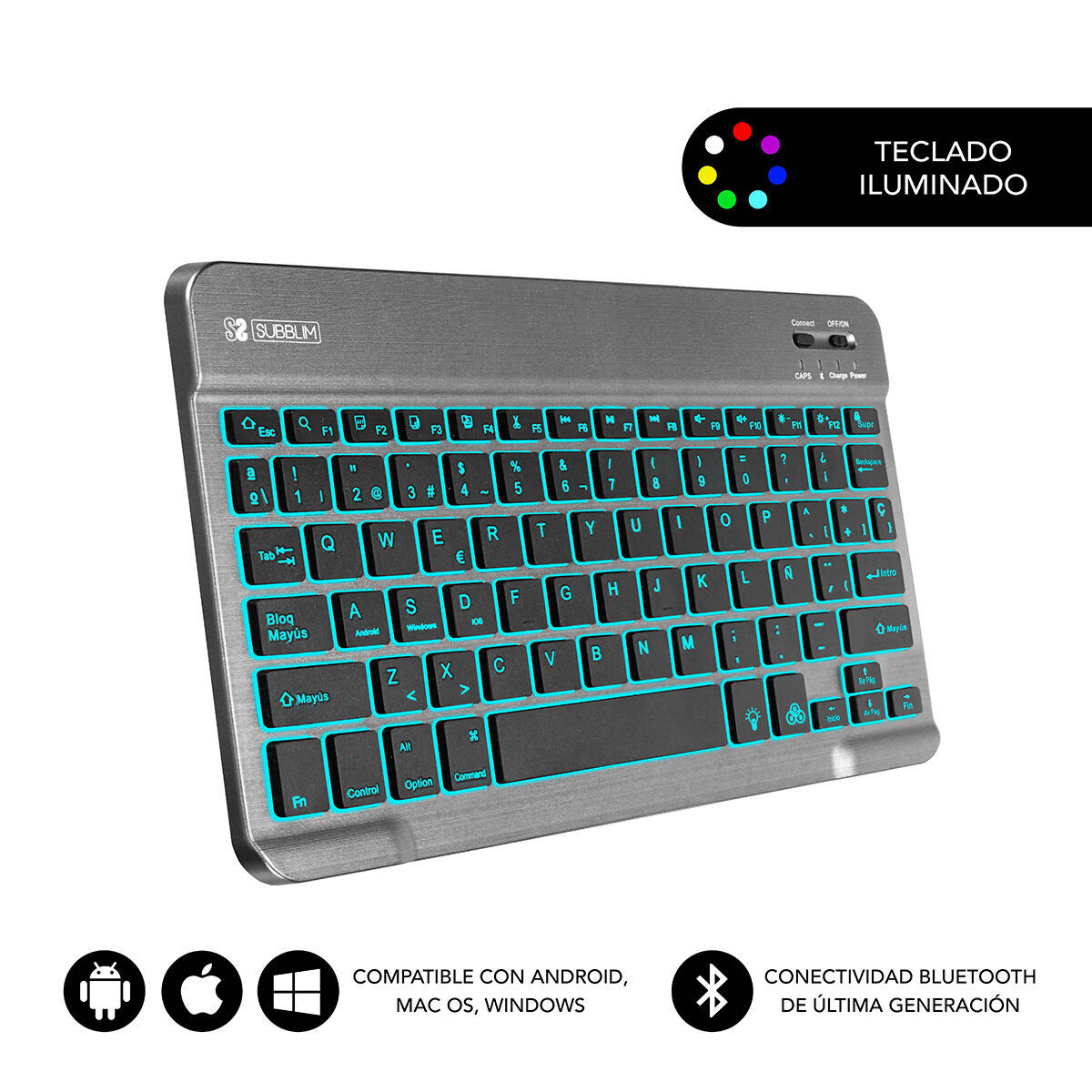 Bluetooth Keyboard Subblim SUB-KBT-SMBL31 Grey Spanish Qwerty