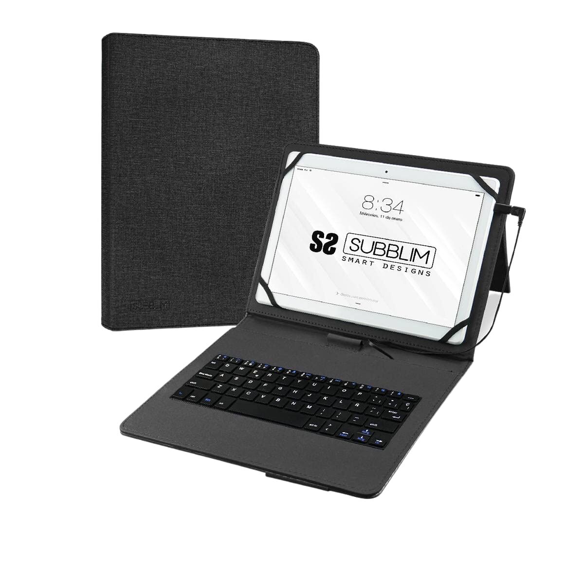 Case for Tablet and Keyboard Subblim SUB-KT1-USB001 Black Spanish Qwerty