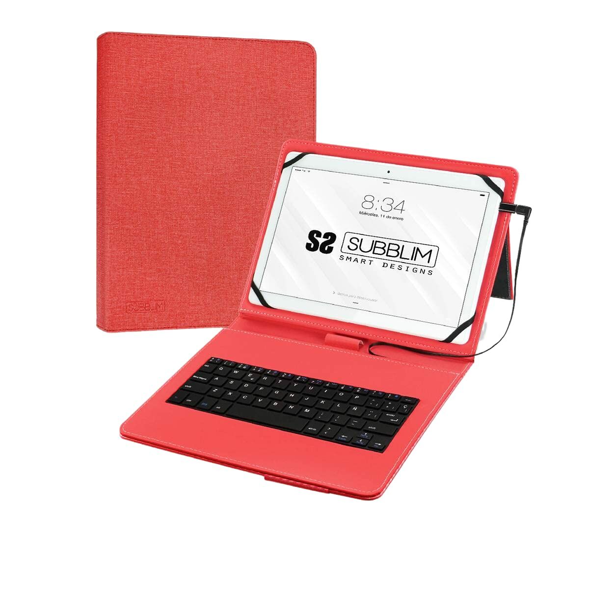 Case for Tablet and Keyboard Subblim SUB-KT1-USB002 10.1″ Red Spanish Qwerty QWERTY