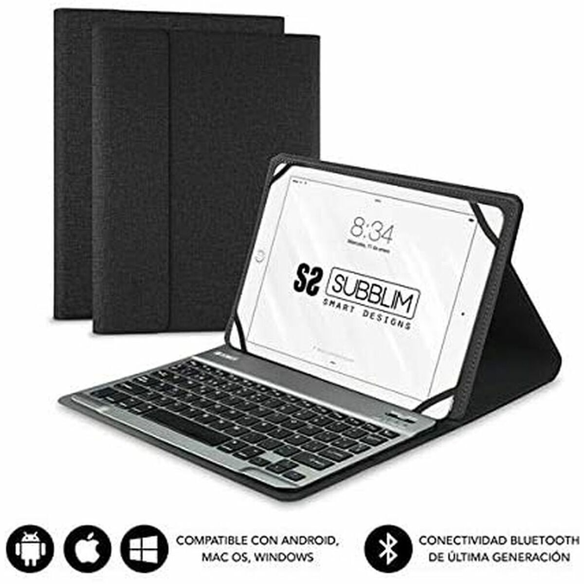 Case for Tablet and Keyboard Subblim SUB-KT2-BT0001 Black Grey Spanish Qwerty