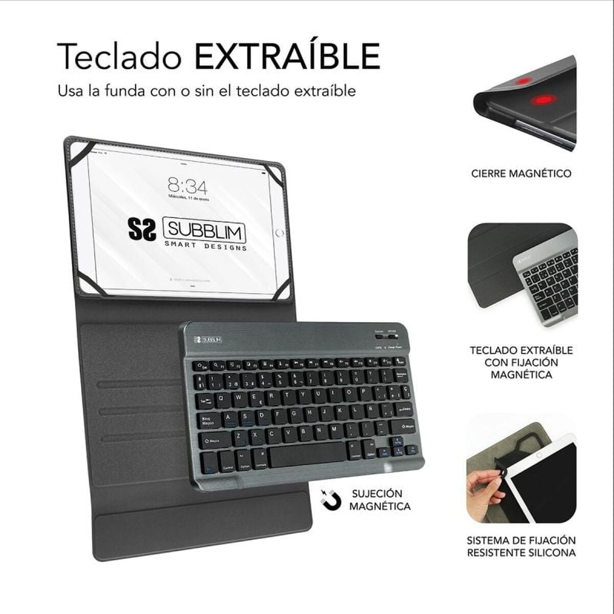 Case for Tablet and Keyboard Subblim SUB-KT2-BT0003 Red Spanish Qwerty