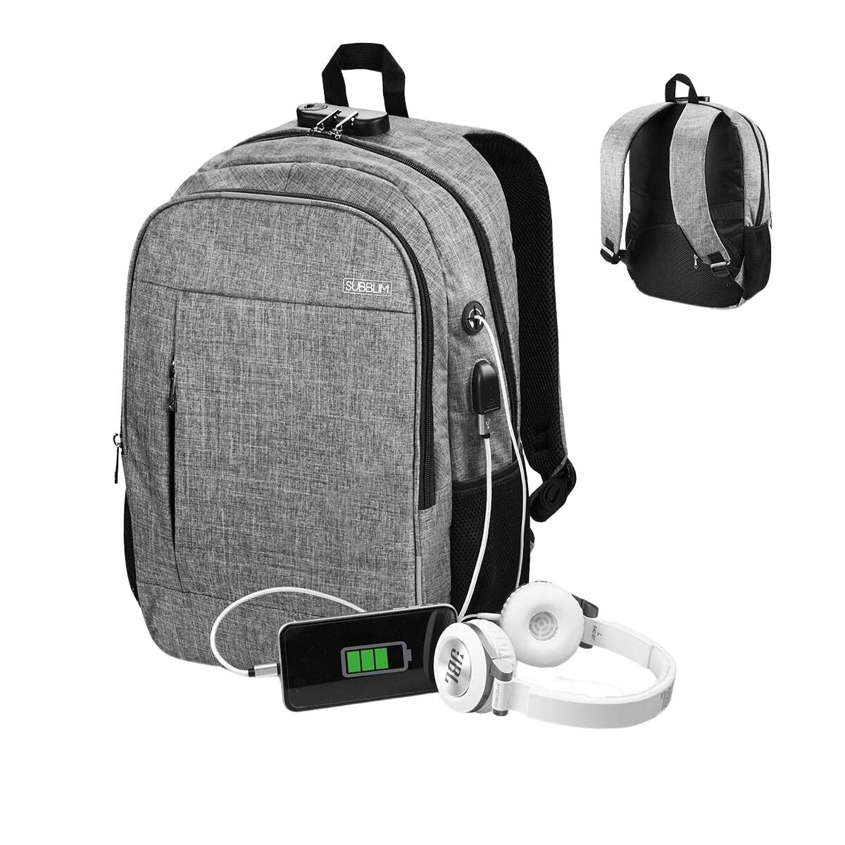 Rucksack for Laptop and Tablet with USB Output Subblim SUB-BP-1UL0001 Grey