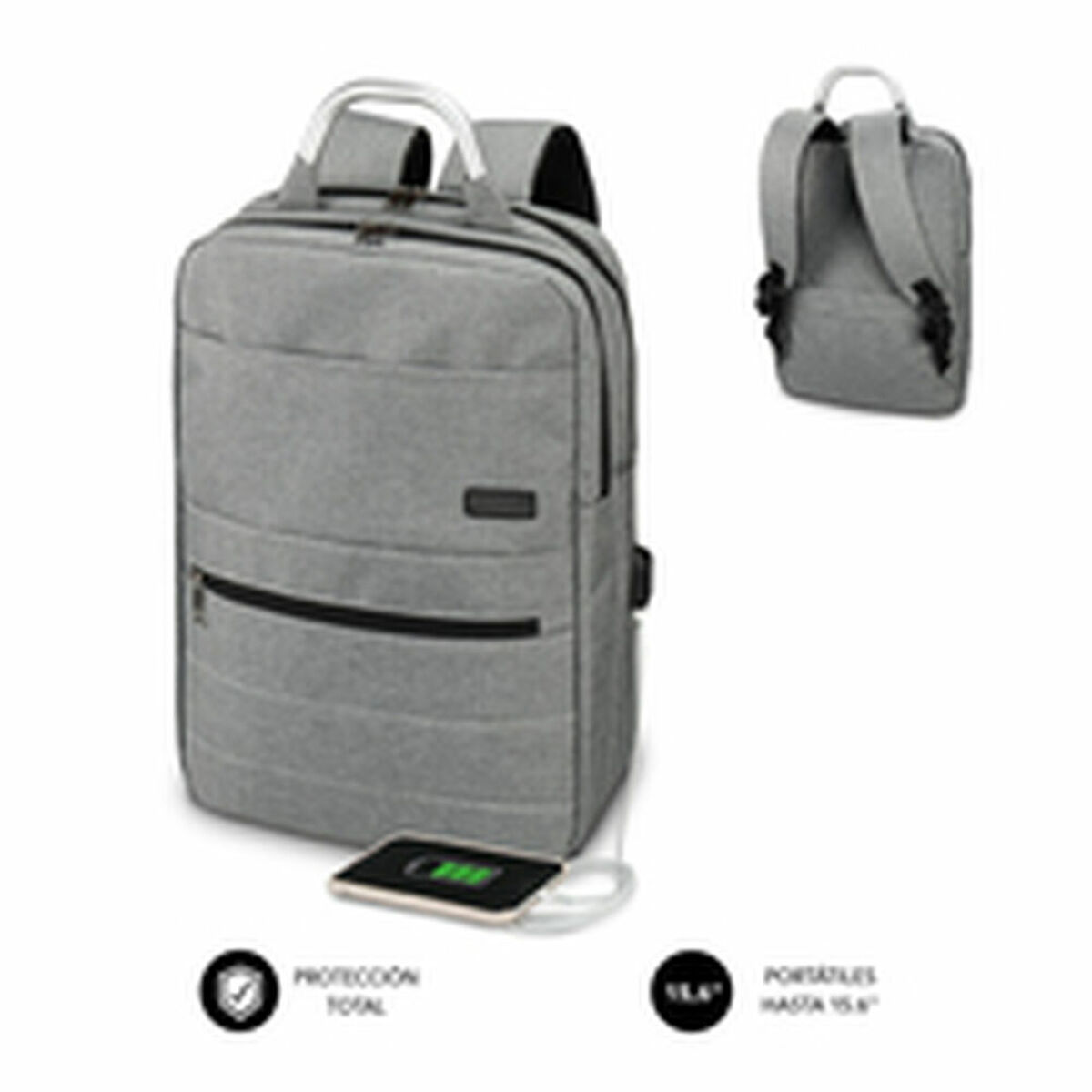 Rucksack for Laptop and Tablet with USB Output Subblim MOCHILA ELITE AIRPADDING 15.6” GREY