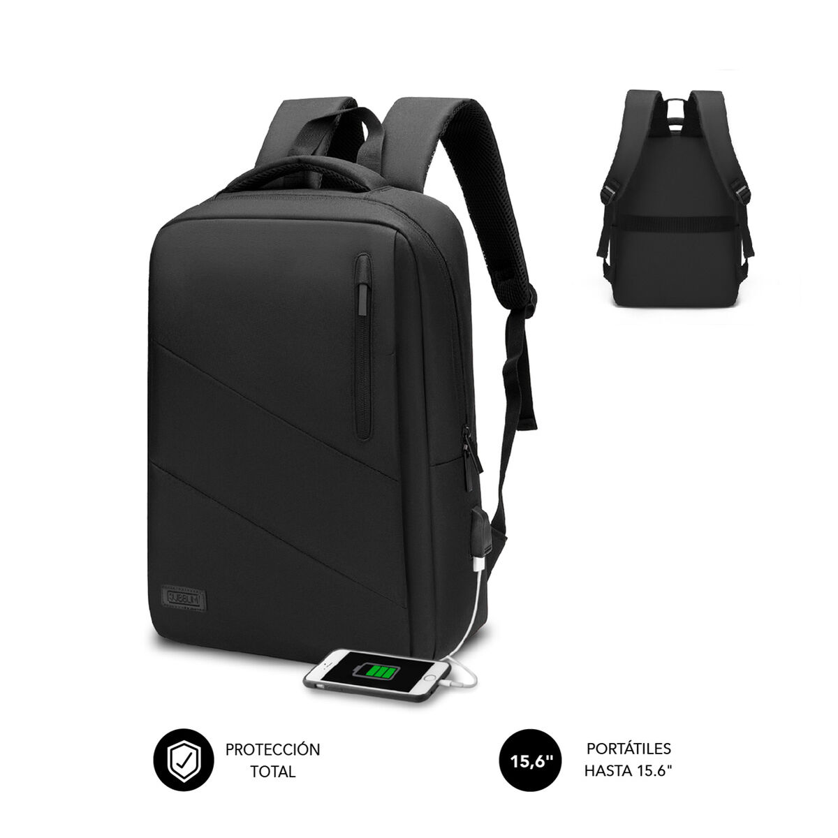 Rucksack with Power Bank and Tablet and Laptop Compartment Subblim Oxford