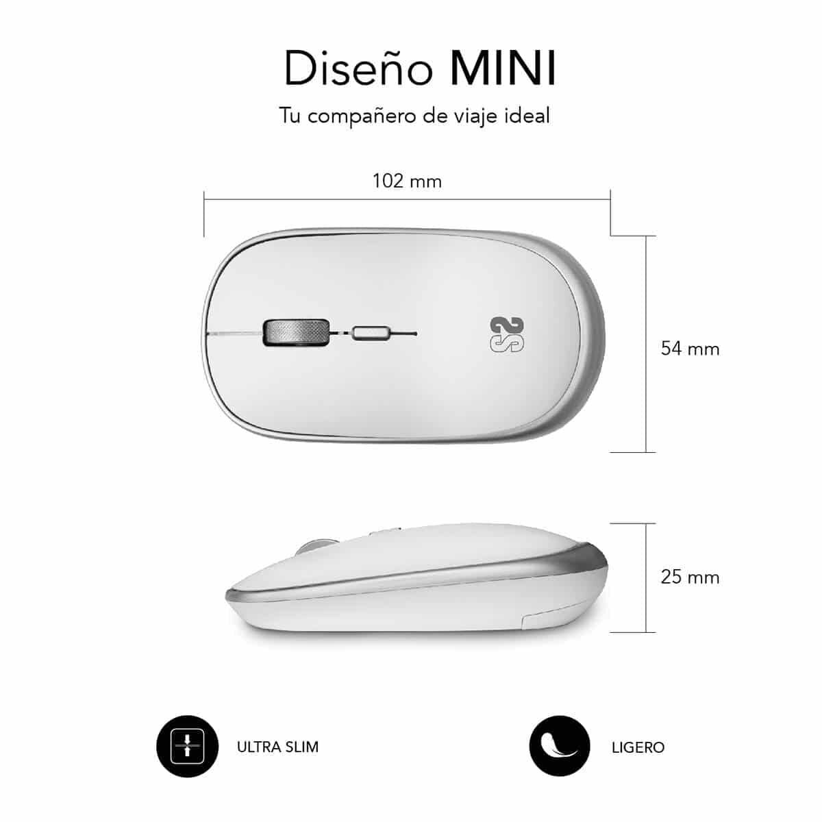 Mini Optical Mouse Subblim SUBMO-RFM0001 Silver 1600 dpi